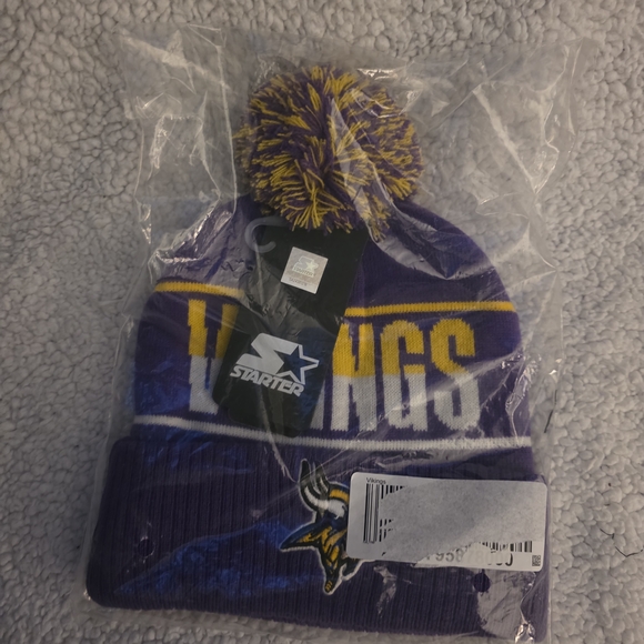 STARTER Other - Starter Purple and Gold Beanie with Pom-Pom